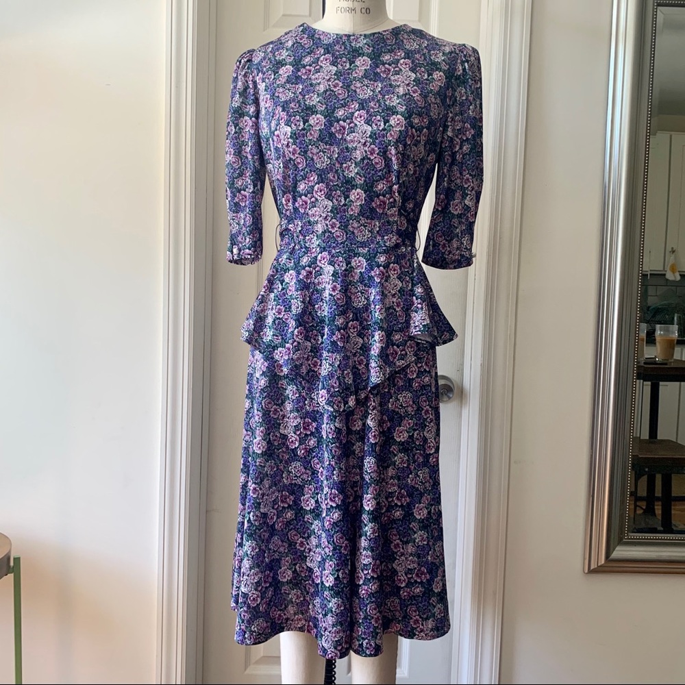 Vintage floral dress with peplum